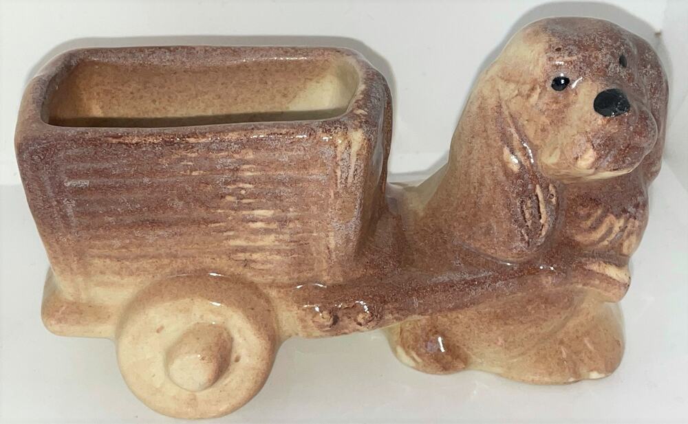Vintage pottery Dog Planter EUC